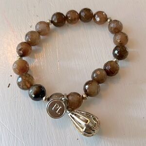PartyLite Essence of Life Bracelet Brown w/gold Charm